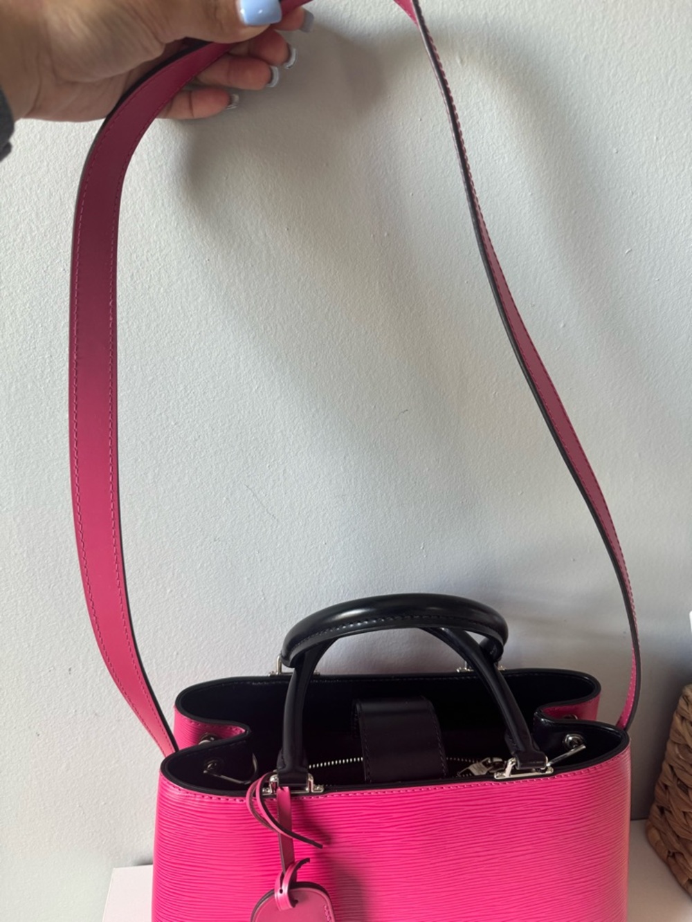 Louis Vuitton Hot Pink Epi Leather Satchel with Black Handles - Picture 3 of 6